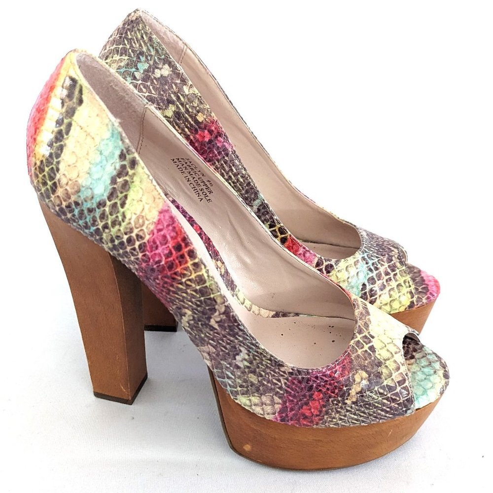 💖 Zigi Soho Faux Snakeskin Vibrant colored platform Jaclyn Heels - Size 9.5 💖